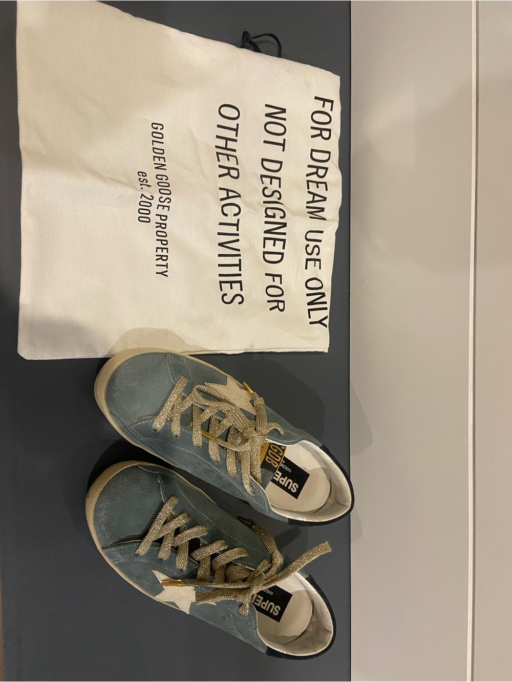 Golden Goose Blue Suede Low-Top Sneakers with White Star - Picture 2 of 4